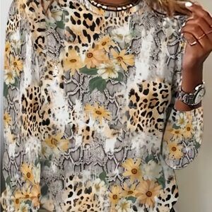 Floral Animal Print Women's Top